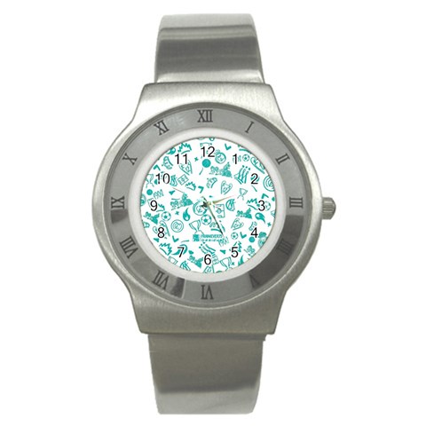 Real Madrid, Background, Pattern, Sport Stainless Steel Watch from ArtsNow.com Front