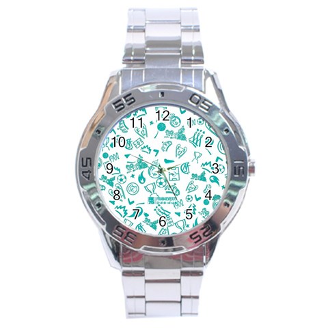 Real Madrid, Background, Pattern, Sport Stainless Steel Analogue Watch from ArtsNow.com Front