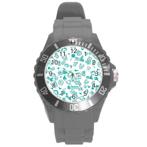 Real Madrid, Background, Pattern, Sport Round Plastic Sport Watch (L) from ArtsNow.com Front