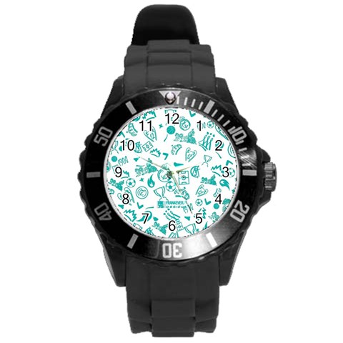 Real Madrid, Background, Pattern, Sport Round Plastic Sport Watch (L) from ArtsNow.com Front