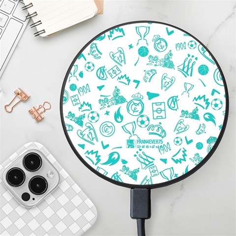 Real Madrid, Background, Pattern, Sport Wireless Fast Charger(Black) from ArtsNow.com Front