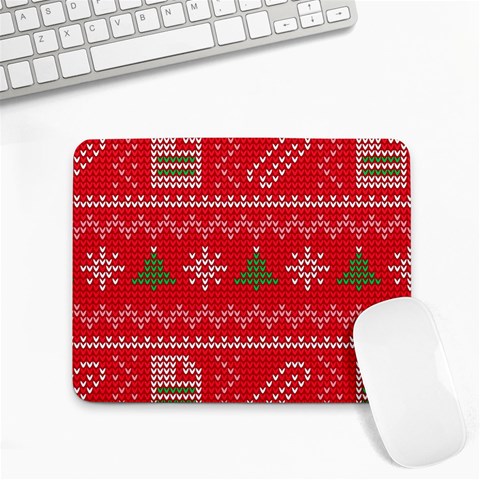 Red Christmas Pattern Xmas Decorations, Christmas Knitted Texture Small Mousepad from ArtsNow.com Front