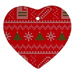 Red Christmas Pattern Xmas Decorations, Christmas Knitted Texture Ornament (Heart)