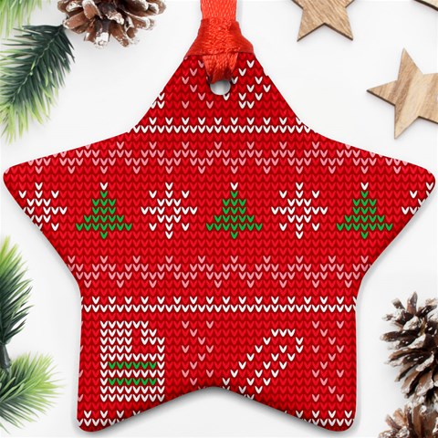 Red Christmas Pattern Xmas Decorations, Christmas Knitted Texture Ornament (Star) from ArtsNow.com Front