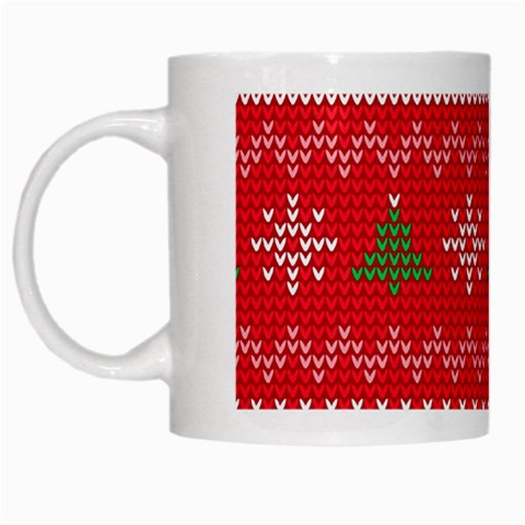 Red Christmas Pattern Xmas Decorations, Christmas Knitted Texture White Mug from ArtsNow.com Left