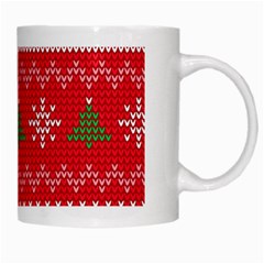 Red Christmas Pattern Xmas Decorations, Christmas Knitted Texture White Mug from ArtsNow.com Right