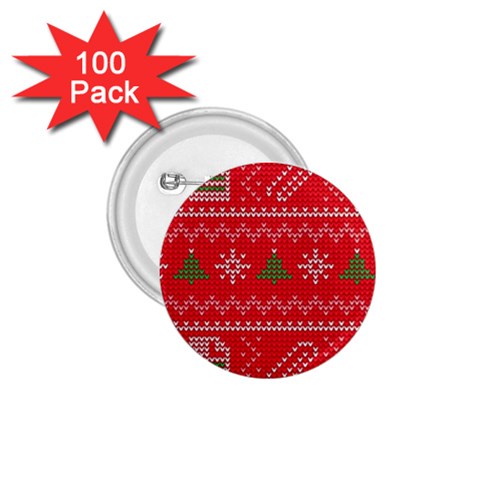 Red Christmas Pattern Xmas Decorations, Christmas Knitted Texture 1.75  Buttons (100 pack)  from ArtsNow.com Front