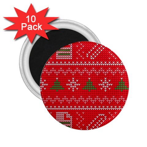 Red Christmas Pattern Xmas Decorations, Christmas Knitted Texture 2.25  Magnets (10 pack)  from ArtsNow.com Front