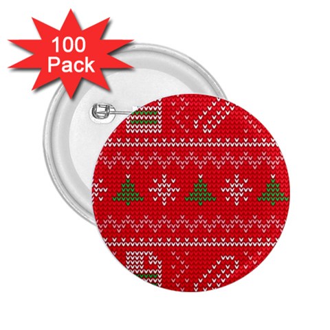 Red Christmas Pattern Xmas Decorations, Christmas Knitted Texture 2.25  Buttons (100 pack)  from ArtsNow.com Front