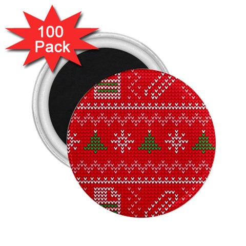 Red Christmas Pattern Xmas Decorations, Christmas Knitted Texture 2.25  Magnets (100 pack)  from ArtsNow.com Front