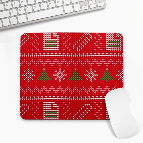 Red Christmas Pattern Xmas Decorations, Christmas Knitted Texture Large Mousepad from ArtsNow.com Front