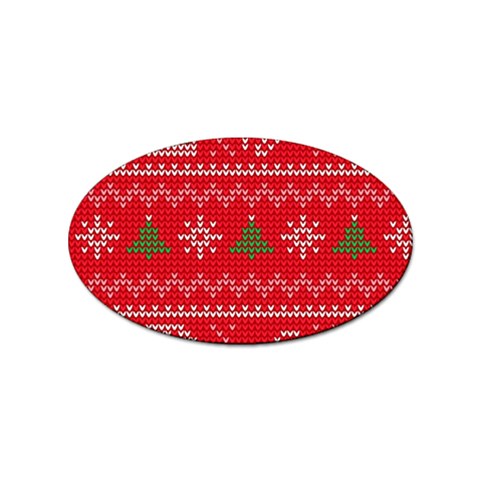 Red Christmas Pattern Xmas Decorations, Christmas Knitted Texture Sticker (Oval) from ArtsNow.com Front