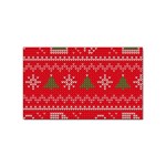 Red Christmas Pattern Xmas Decorations, Christmas Knitted Texture Sticker (Rectangular)