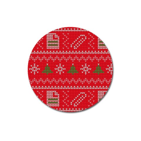 Red Christmas Pattern Xmas Decorations, Christmas Knitted Texture Magnet 3  (Round) from ArtsNow.com Front