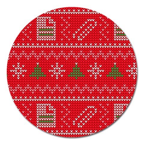 Red Christmas Pattern Xmas Decorations, Christmas Knitted Texture Magnet 5  (Round) from ArtsNow.com Front