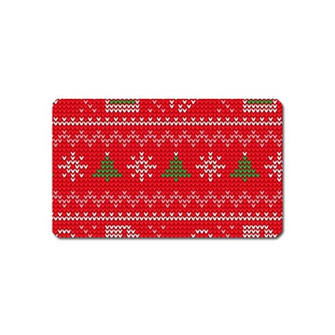 Red Christmas Pattern Xmas Decorations, Christmas Knitted Texture Magnet (Name Card) from ArtsNow.com Front