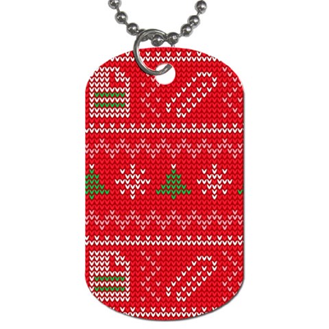 Red Christmas Pattern Xmas Decorations, Christmas Knitted Texture Dog Tag (One Side) from ArtsNow.com Front