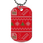 Red Christmas Pattern Xmas Decorations, Christmas Knitted Texture Dog Tag (One Side)