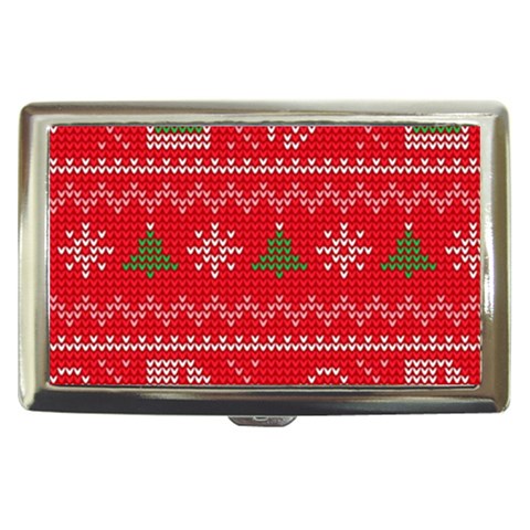 Red Christmas Pattern Xmas Decorations, Christmas Knitted Texture Cigarette Money Case from ArtsNow.com Front