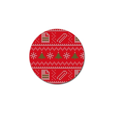 Red Christmas Pattern Xmas Decorations, Christmas Knitted Texture Golf Ball Marker from ArtsNow.com Front