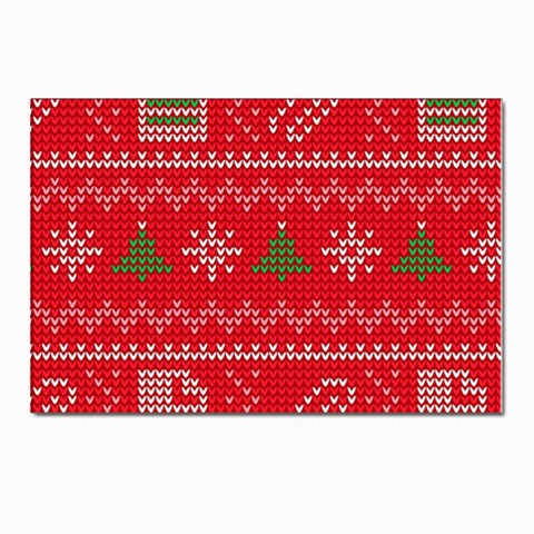 Red Christmas Pattern Xmas Decorations, Christmas Knitted Texture Postcards 5  x 7  (Pkg of 10) from ArtsNow.com Front