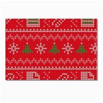 Red Christmas Pattern Xmas Decorations, Christmas Knitted Texture Postcards 5  x 7  (Pkg of 10)