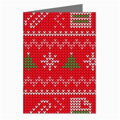 Red Christmas Pattern Xmas Decorations, Christmas Knitted Texture Greeting Cards (Pkg of 8) from ArtsNow.com Left