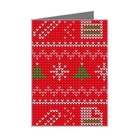 Red Christmas Pattern Xmas Decorations, Christmas Knitted Texture Mini Greeting Card from ArtsNow.com Left