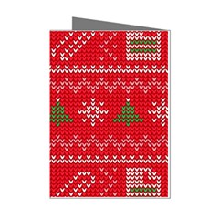 Red Christmas Pattern Xmas Decorations, Christmas Knitted Texture Mini Greeting Cards (Pkg of 8) from ArtsNow.com Left