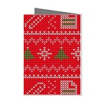 Red Christmas Pattern Xmas Decorations, Christmas Knitted Texture Mini Greeting Cards (Pkg of 8)