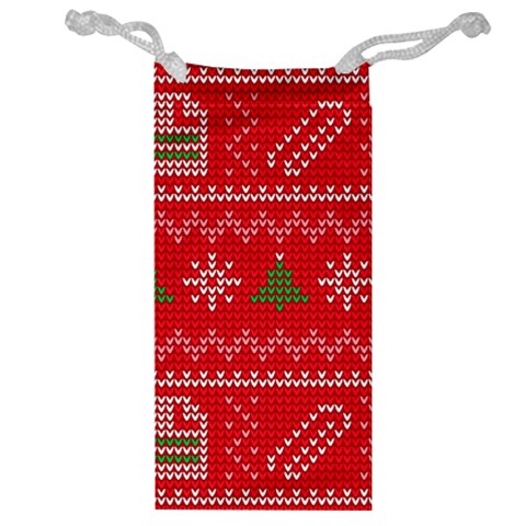 Red Christmas Pattern Xmas Decorations, Christmas Knitted Texture Jewelry Bag from ArtsNow.com Front