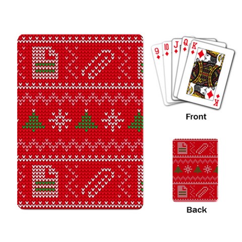 Red Christmas Pattern Xmas Decorations, Christmas Knitted Texture Playing Cards Single Design (Rectangle) from ArtsNow.com Back