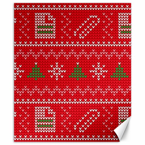 Red Christmas Pattern Xmas Decorations, Christmas Knitted Texture Canvas 8  x 10  from ArtsNow.com 8.15 x9.66  Canvas - 1