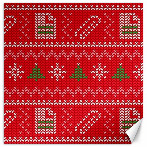 Red Christmas Pattern Xmas Decorations, Christmas Knitted Texture Canvas 12  x 12  from ArtsNow.com 11.4 x11.56  Canvas - 1