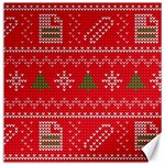 Red Christmas Pattern Xmas Decorations, Christmas Knitted Texture Canvas 12  x 12 