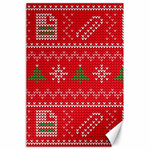 Red Christmas Pattern Xmas Decorations, Christmas Knitted Texture Canvas 20  x 30  from ArtsNow.com 19.62 x28.9  Canvas - 1