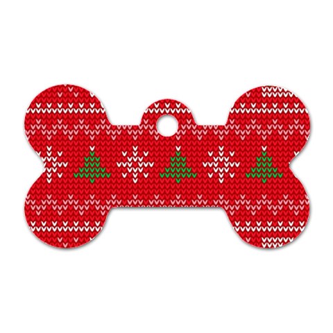 Red Christmas Pattern Xmas Decorations, Christmas Knitted Texture Dog Tag Bone (One Side) from ArtsNow.com Front