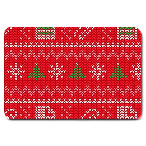 Red Christmas Pattern Xmas Decorations, Christmas Knitted Texture Large Doormat from ArtsNow.com 30 x20  Door Mat