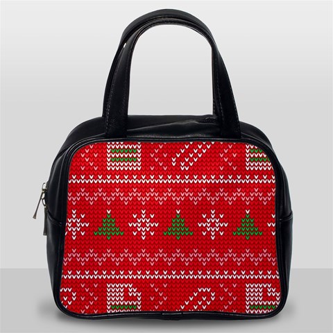 Red Christmas Pattern Xmas Decorations, Christmas Knitted Texture Classic Handbag (One Side) from ArtsNow.com Front