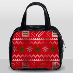 Red Christmas Pattern Xmas Decorations, Christmas Knitted Texture Classic Handbag (Two Sides) from ArtsNow.com Front