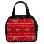 Red Christmas Pattern Xmas Decorations, Christmas Knitted Texture Classic Handbag (Two Sides)