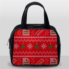 Red Christmas Pattern Xmas Decorations, Christmas Knitted Texture Classic Handbag (Two Sides) from ArtsNow.com Back