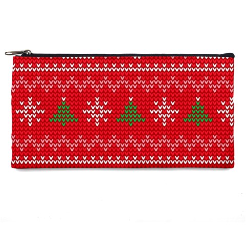 Red Christmas Pattern Xmas Decorations, Christmas Knitted Texture Pencil Case from ArtsNow.com Front