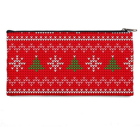 Red Christmas Pattern Xmas Decorations, Christmas Knitted Texture Pencil Case from ArtsNow.com Back