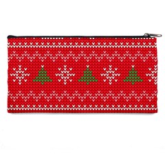 Red Christmas Pattern Xmas Decorations, Christmas Knitted Texture Pencil Case from ArtsNow.com Back