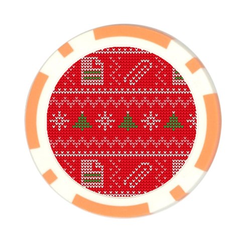 Red Christmas Pattern Xmas Decorations, Christmas Knitted Texture Poker Chip Card Guard (10 pack) from ArtsNow.com Front