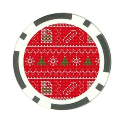 Red Christmas Pattern Xmas Decorations, Christmas Knitted Texture Poker Chip Card Guard (10 pack) from ArtsNow.com Front