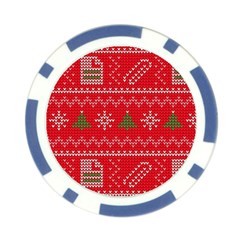 Red Christmas Pattern Xmas Decorations, Christmas Knitted Texture Poker Chip Card Guard (10 pack) from ArtsNow.com Back