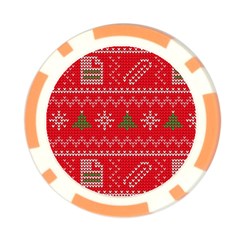 Red Christmas Pattern Xmas Decorations, Christmas Knitted Texture Poker Chip Card Guard (10 pack) from ArtsNow.com Back