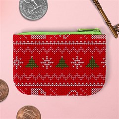 Red Christmas Pattern Xmas Decorations, Christmas Knitted Texture Mini Coin Purse from ArtsNow.com Back